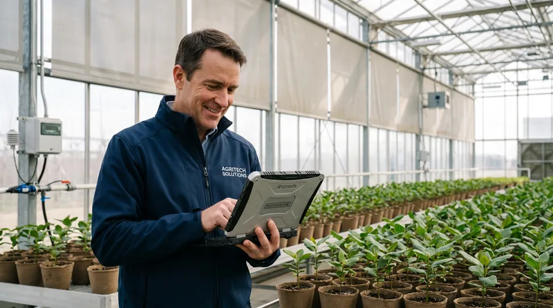Isaac Montull Palacio, Ingeniero Agrónomo colegiado, inspeccionando un cepellón en un vivero profesional